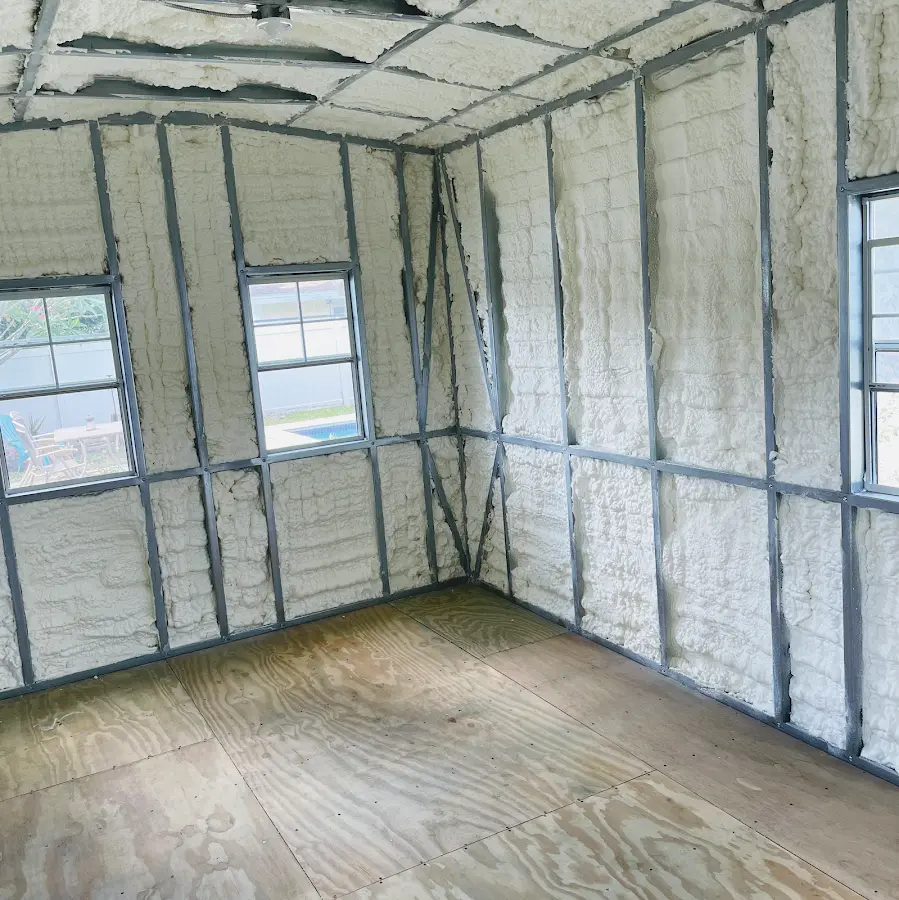 Closed-cell spray foam insulation applied to wall cavities in a residential project in Midwest City