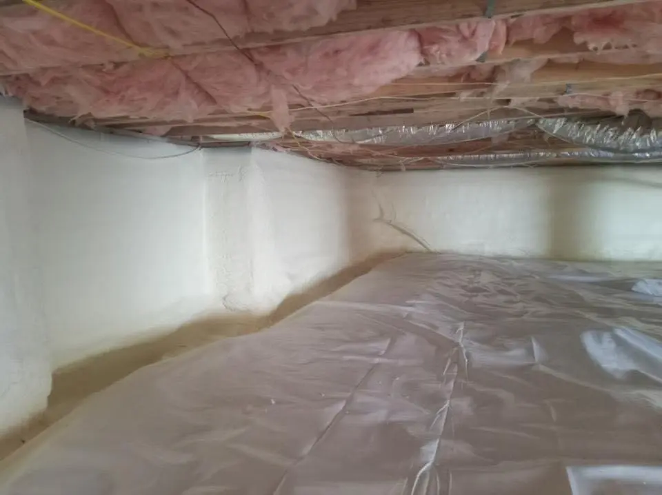 Crawl space encapsulation with closed-cell spray foam for Commercial Roof Restoration in Midwest City
